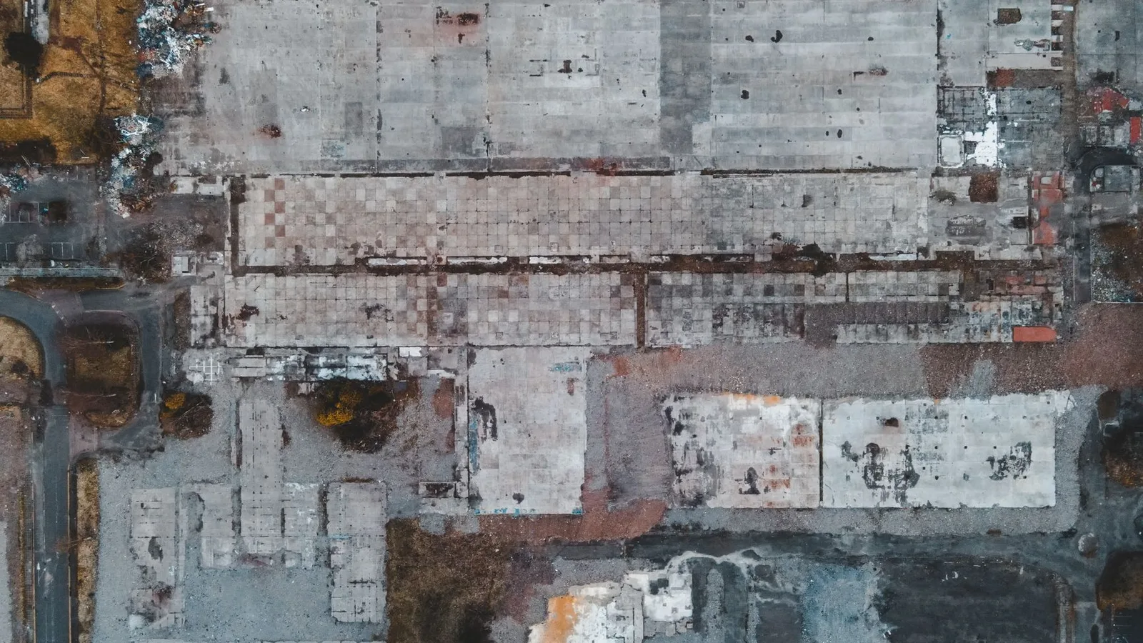Aerial drone view of vacant commercial land in New Zealand ready for development