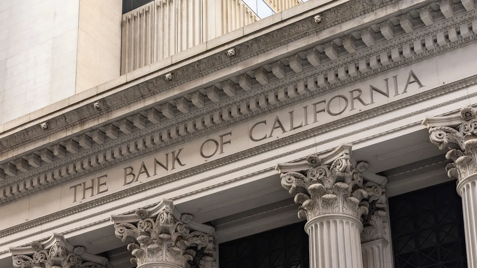 Exterior facade of a bank building