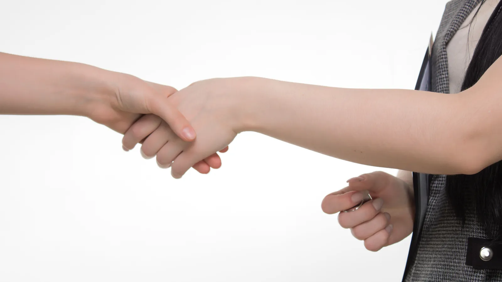 Two professionals shaking hands after agreeing terms