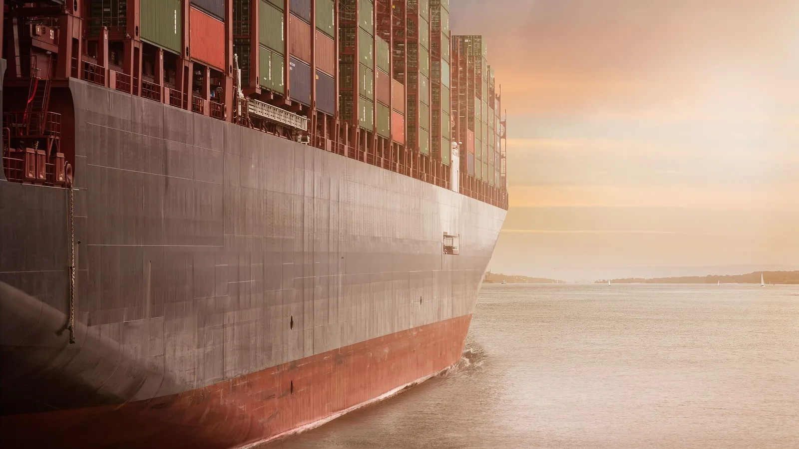 Container cargo ship transporting international freight across ocean trade lanes for New Zealand trade finance